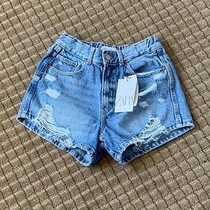 ZARA Hi-Rise Denim Jean Shorts - Youth 11-12 - BRAND NEW WITH TAGS